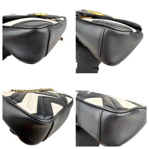 Gucci GG Marmont handbag in black and white quilted leather