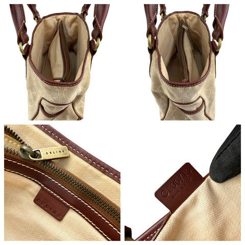 Celine Brown/Beige Macadam Canvas Leather Boogie Tote