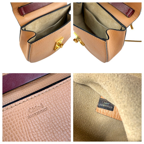 Chloe Peach/Maroon Leather Drew Crossbody Bag