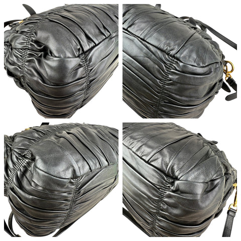 Prada Black Nappa Leather Gaufre Tote Bag