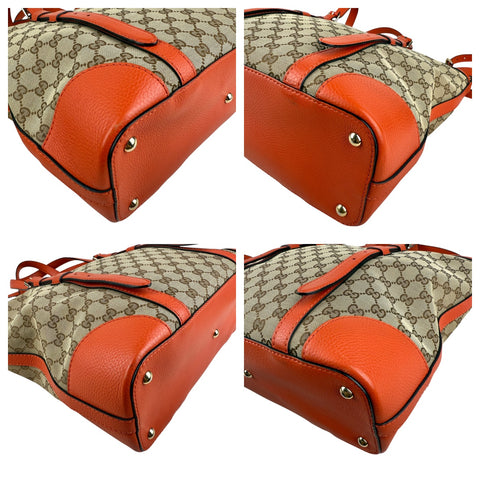 Gucci GG Canvas Hand Bag Beige Orange