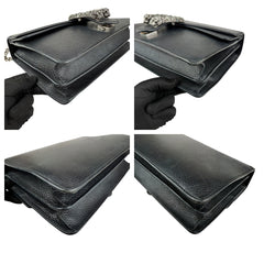 Pre-owned gucci black grained leather medium dionysus shoulder bag front
