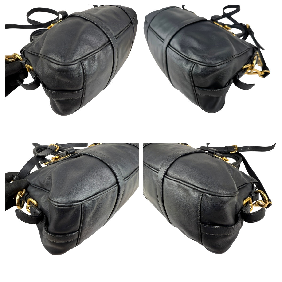 prada black soft calf leather satchel bag