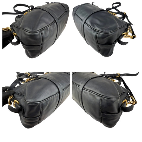 prada black soft calf leather satchel bag