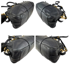 prada black soft calf leather satchel bag