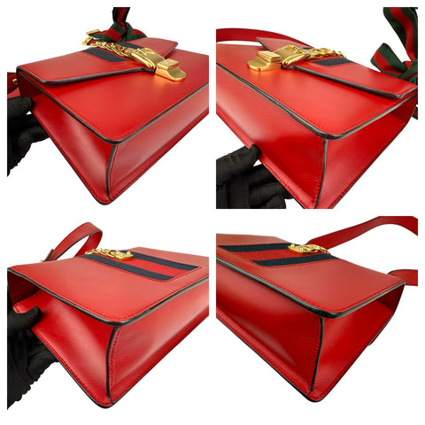 Gucci Sylvie Shoulder Bag Medium Red Leather