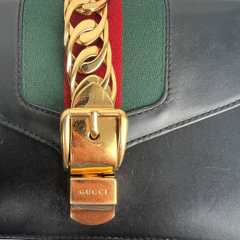 Gucci Sylvie Flap Chain Leather Crossbody Bag