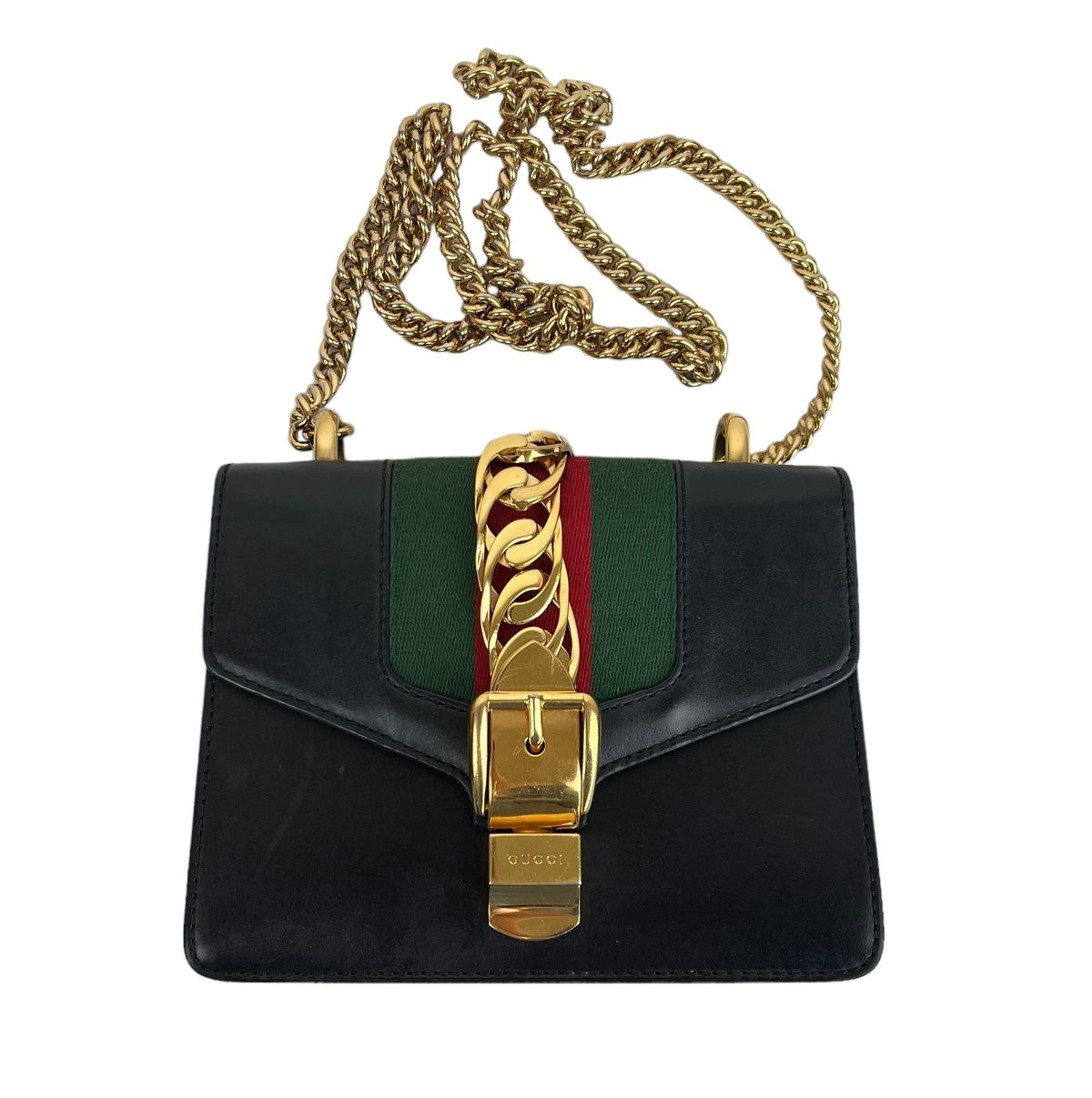 Gucci Sylvie Flap Chain Leather Crossbody Bag