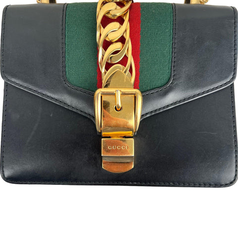 Gucci Sylvie Flap Chain Leather Crossbody Bag