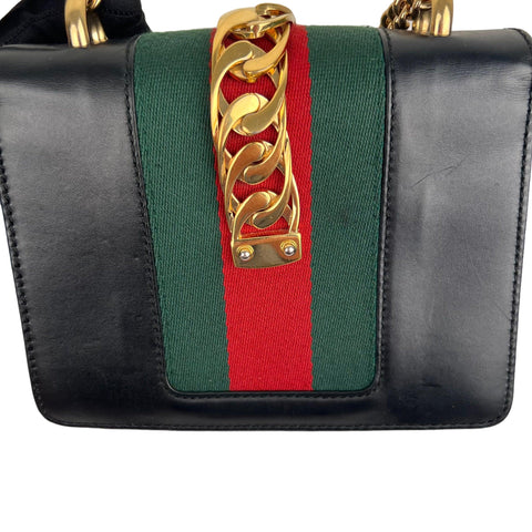 Gucci Sylvie Flap Chain Leather Crossbody Bag