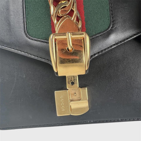 Gucci Sylvie Flap Chain Leather Crossbody Bag