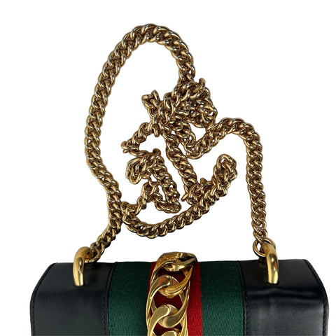 Gucci Sylvie Flap Chain Leather Crossbody Bag