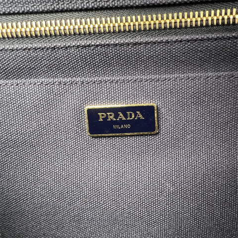 PRADA Canapa PM Hand Bag Canvas Navy Auth  handbag