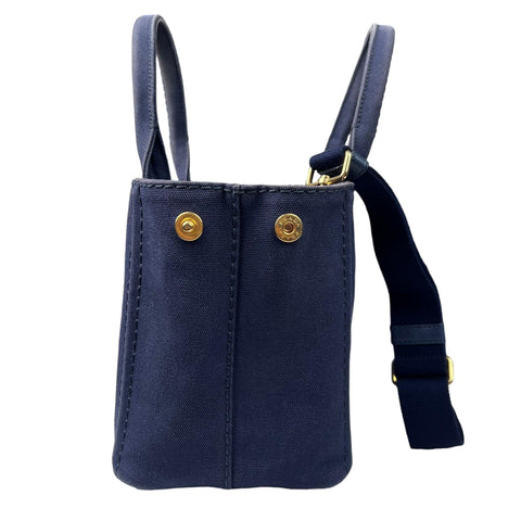 PRADA Canapa PM Hand Bag Canvas Navy Auth  handbag