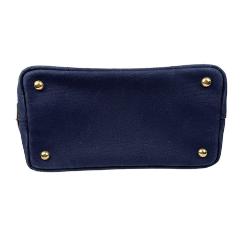 PRADA Canapa PM Hand Bag Canvas Navy Auth  handbag