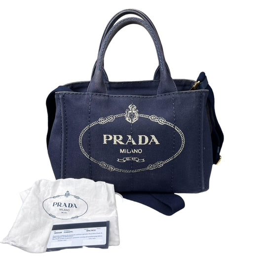 PRADA Canapa PM Hand Bag Canvas Navy Auth  handbag