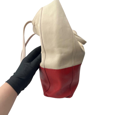 CELINE Horizontal Cabas Tote Bag Red Leather