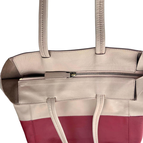 CELINE Horizontal Cabas Tote Bag Red Leather