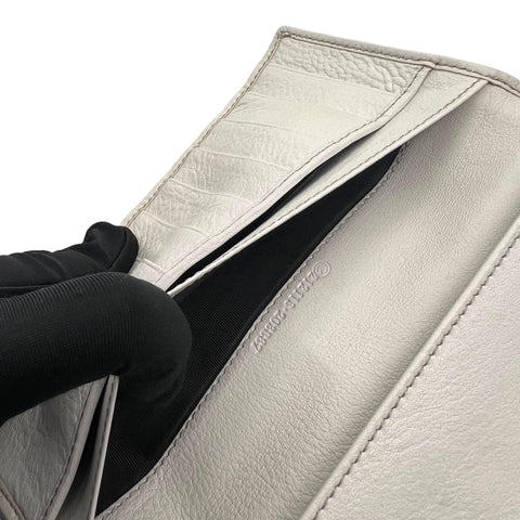 Gucci White/Beige GG Canvas and Leather G Bit Flap Continental Wallet
