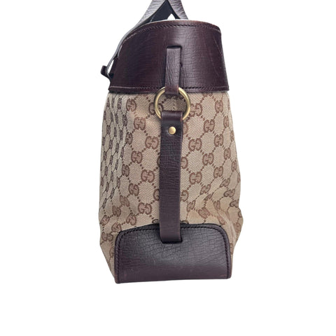 Gucci Brown GG Canvas Tote Bag Beige Dark brown