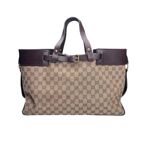 Gucci Brown GG Canvas Tote Bag Beige Dark brown