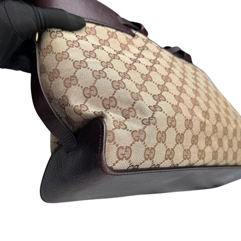 Gucci Brown GG Canvas Tote Bag Beige Dark brown