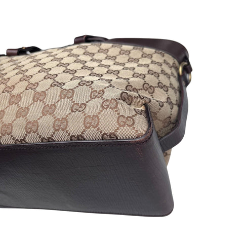 Gucci Brown GG Canvas Tote Bag Beige Dark brown