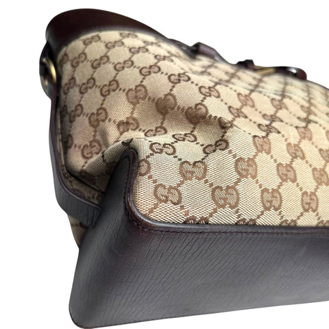 Gucci Brown GG Canvas Tote Bag Beige Dark brown