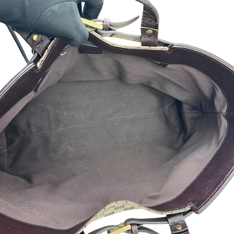Gucci Brown GG Canvas Tote Bag Beige Dark brown