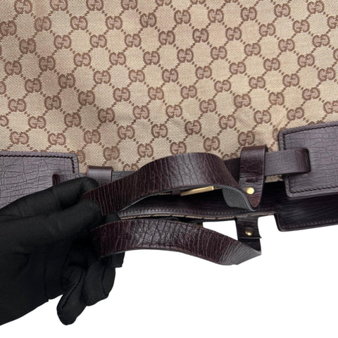 Gucci Brown GG Canvas Tote Bag Beige Dark brown