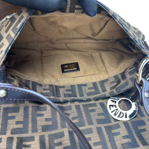 Fendi Brown Zucca Canvas and Leather Chef Shoulder Bag