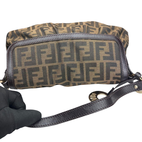 Fendi Brown Zucca Canvas and Leather Chef Shoulder Bag