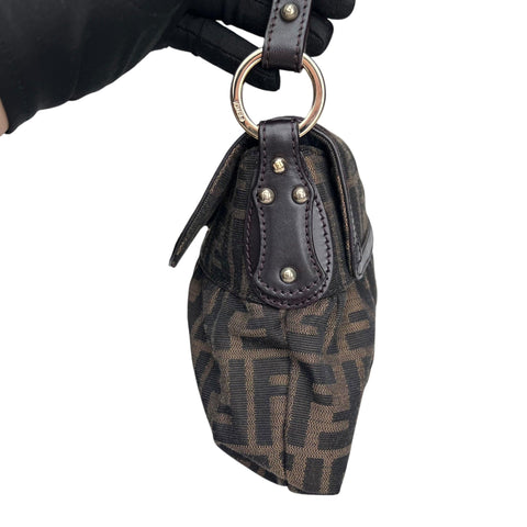 Fendi Brown Zucca Canvas and Leather Chef Shoulder Bag