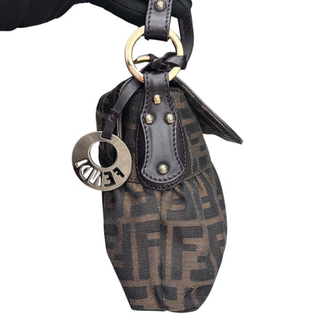Fendi Brown Zucca Canvas and Leather Chef Shoulder Bag