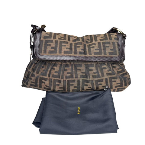 Fendi Brown Zucca Canvas and Leather Chef Shoulder Bag