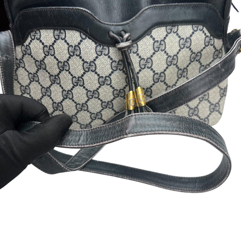 Gucci Bree leather Shoulder Bag GG Plus Women's Beige Navy PVC Leather