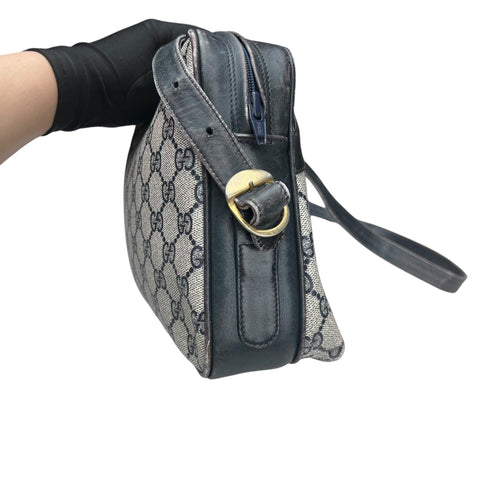 Gucci Bree leather Shoulder Bag GG Plus Women's Beige Navy PVC Leather
