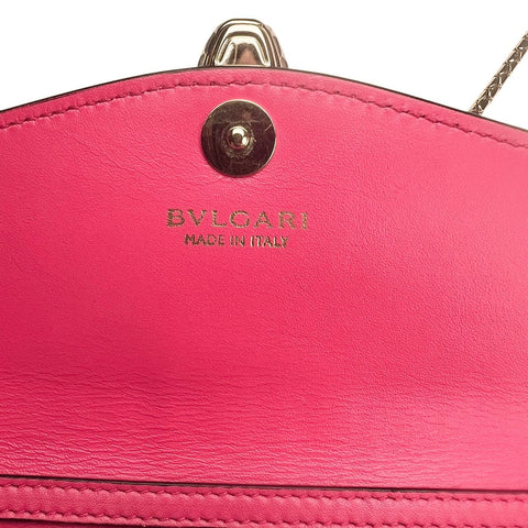 Bvlgari Calfskin Serpenti Forever Chain Wallet Reef Coral