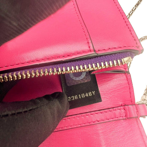 Bvlgari Calfskin Serpenti Forever Chain Wallet Reef Coral