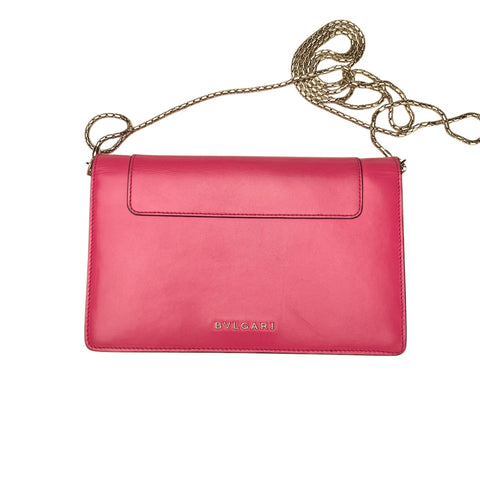 Bvlgari Calfskin Serpenti Forever Chain Wallet Reef Coral