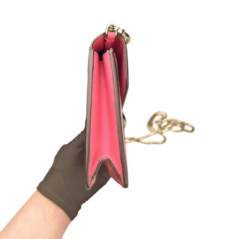 Bvlgari Calfskin Serpenti Forever Chain Wallet Reef Coral