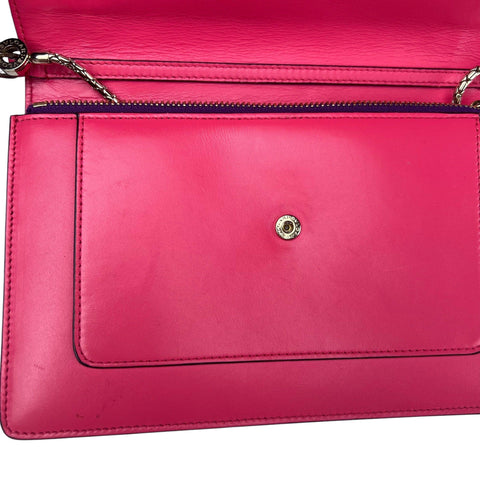 Bvlgari Calfskin Serpenti Forever Chain Wallet Reef Coral
