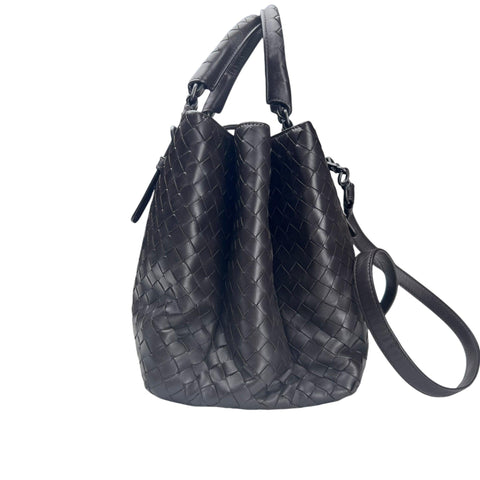 Bottega Veneta Bottega Veneta Intrecciato Roma Hand Shoulder Bag Brown Leather