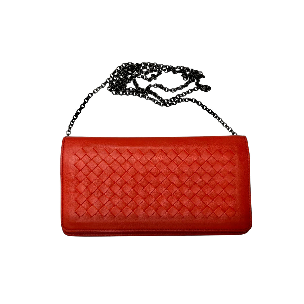 Bottega Veneta  Intrecciato Crossbody Bag Red