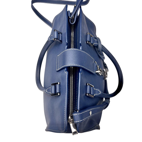 Saint Laurent Paris Saint Laurent Blue Leather Baby Monogram Cabas Tote