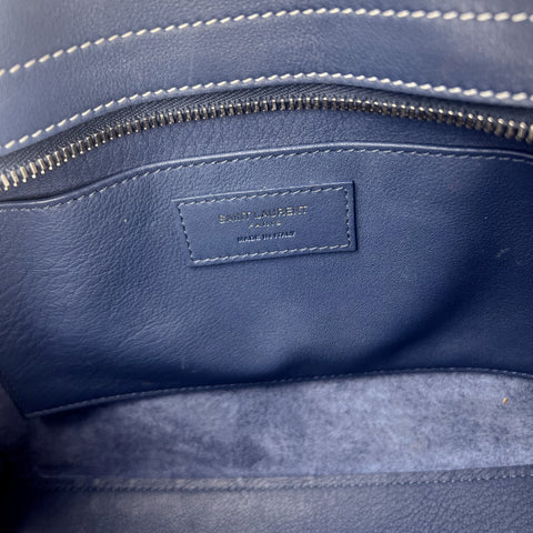 Saint Laurent Paris Saint Laurent Blue Leather Baby Monogram Cabas Tote