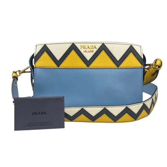 Prada City Calf Saffiano Esplanade Crossbody Bag Astrale Soleil