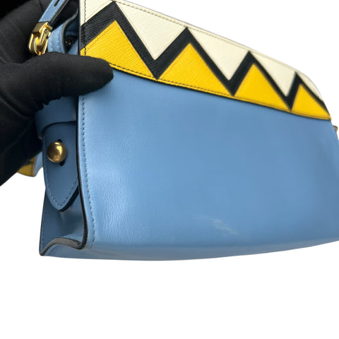 Prada City Calf Saffiano Esplanade Crossbody Bag Astrale Soleil