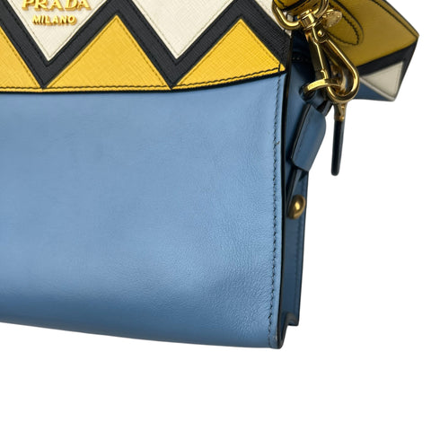 Prada City Calf Saffiano Esplanade Crossbody Bag Astrale Soleil