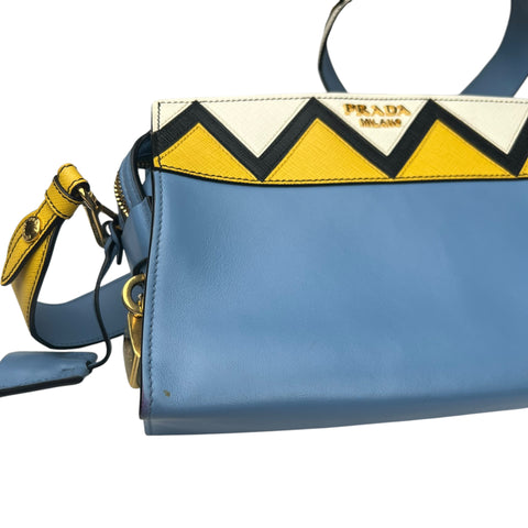 Prada City Calf Saffiano Esplanade Crossbody Bag Astrale Soleil